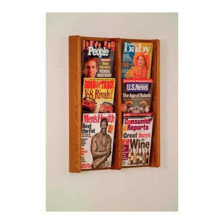Wooden Mallet 6 Pocket (2Wx3H) Acrylic & Oak Wall Display - Medium Oak AC26-6MO